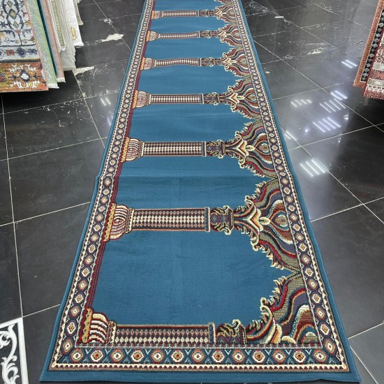 National Mihrab prayer rug SC116 cyan size 120*470 cm