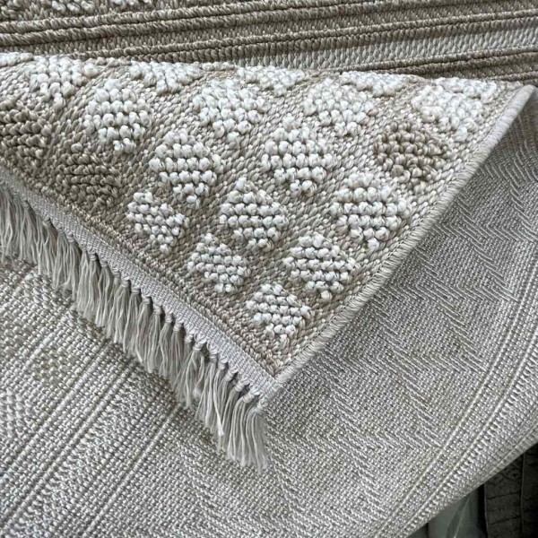 Majestic Turkish Burlap Rug 08656B Dark beige Size 150*220