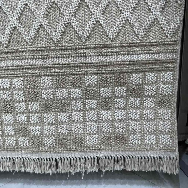 Majestic Turkish Burlap Rug 08656B Dark beige Size 150*220