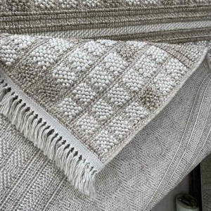 Majestic Turkish Burlap Rug 08656B kahve Light beige Size 150*220