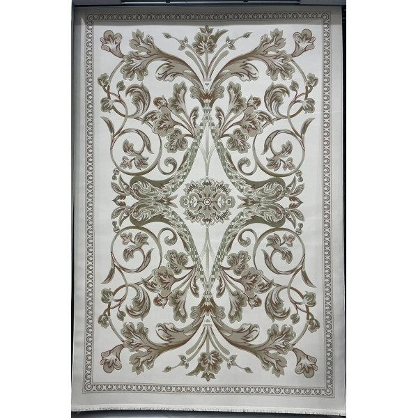 Turkish rug elegant French pattern SRC24A cream green size 400*500