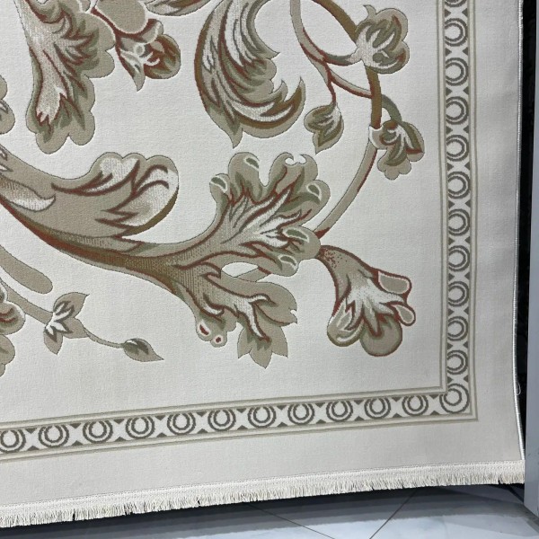 Turkish rug elegant French pattern SRC24A cream green size 400*500