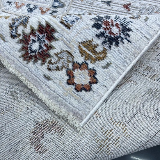 Turkish Bohemian Crystal Carpet DG198A Cream Color Size 150*220