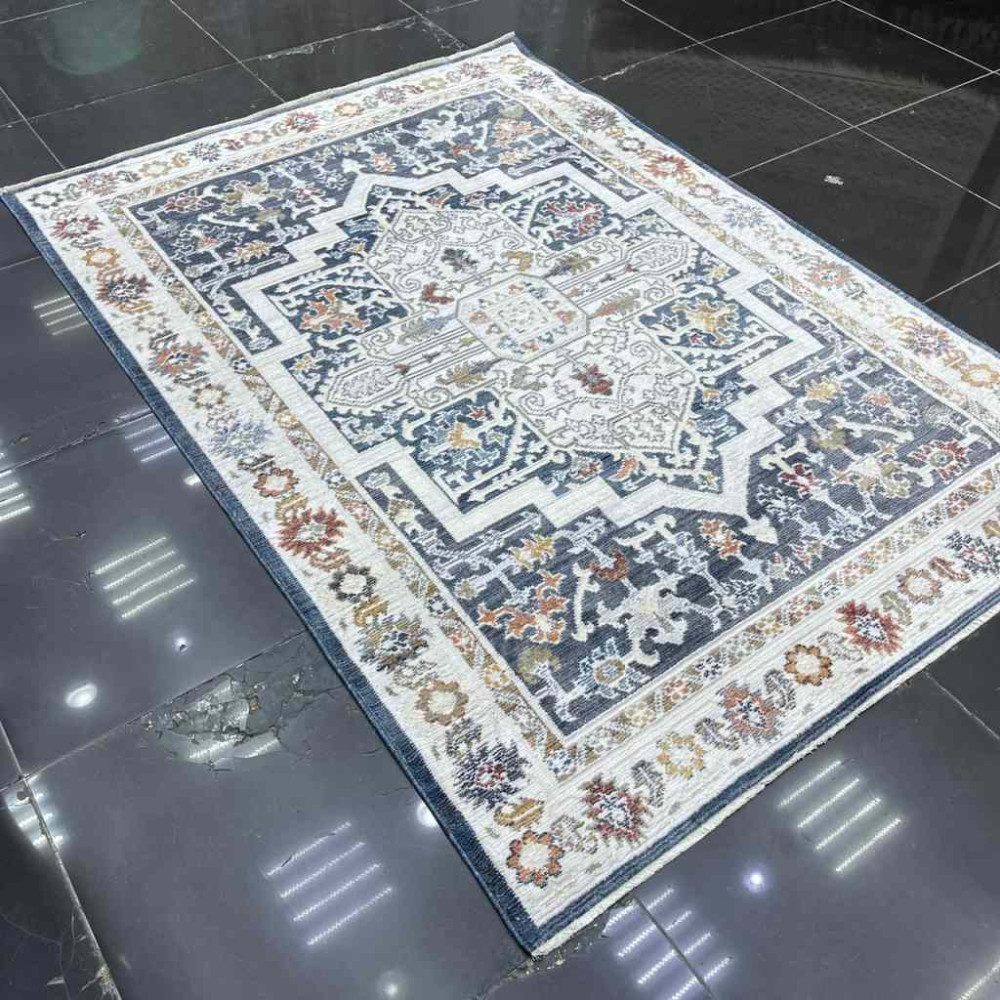 سجاد بوهيمي كريستال تركي DG198A لون كريم كحلي غامق مقاس 200*300 سجاد بوهيمي كريستال تركي DG198A لون كريم كحلي غامق مقاس 200*300