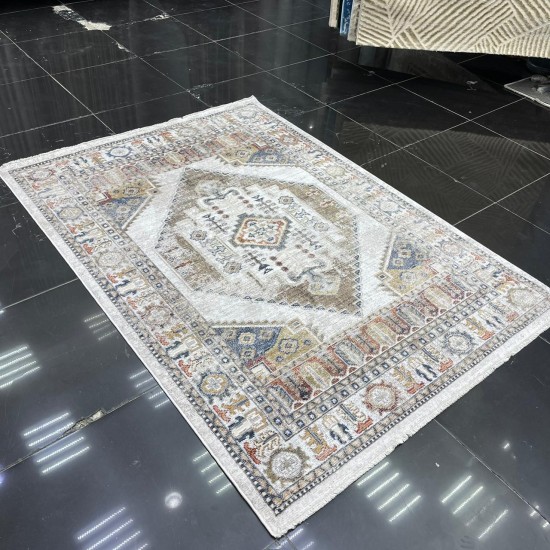 Turkish Bohemian Crystal Carpet OA034A Cream Color Size 200*300