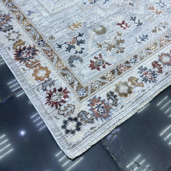 Turkish Bohemian Crystal Carpet DG198A Light Gray Color Size 120*17