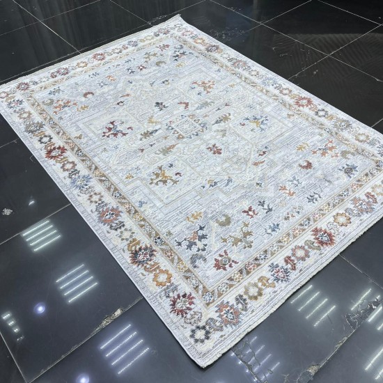 Turkish Bohemian Crystal Carpet DG198A Light Gray Color Size 120*17