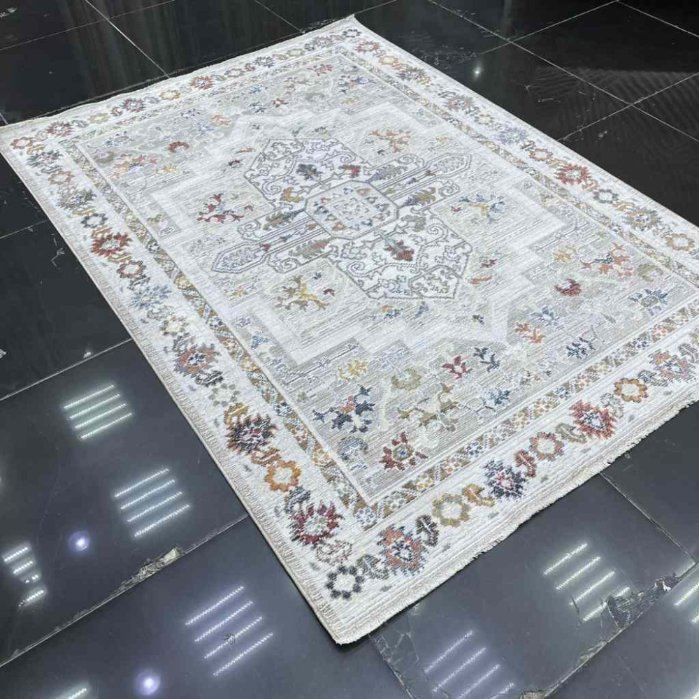 سجاد بوهيمي كريستال تركي DG198A لون كريم زهري مقاس 80*150