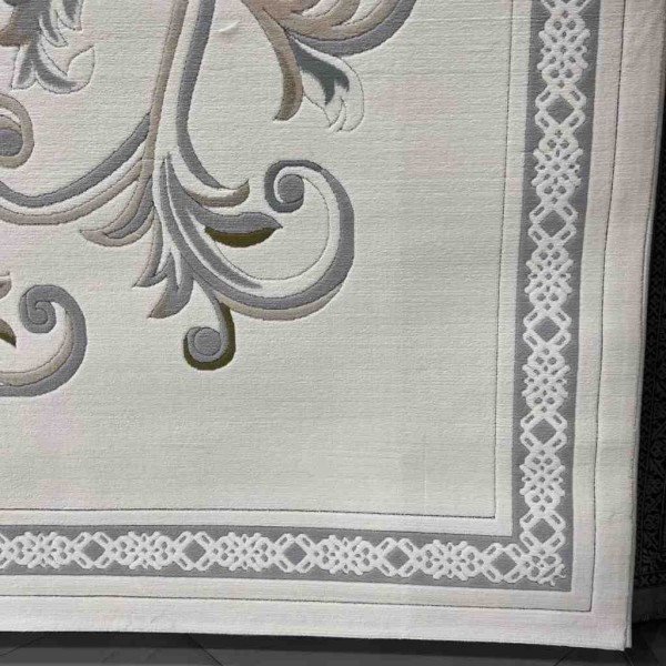 Turkish Dahlia Rug French-Turkish Pattern 9771A Cream Silver Size 100x200
