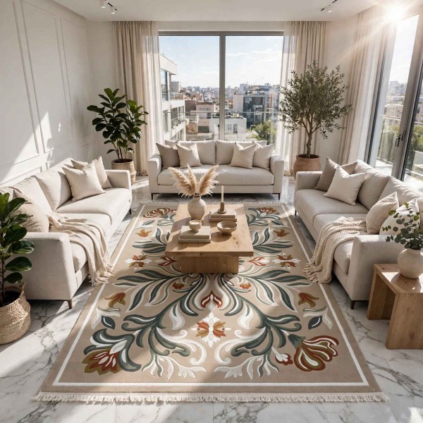 Turkish rug GALA French pattern SRC37A BEIGE MULTI size 400*400