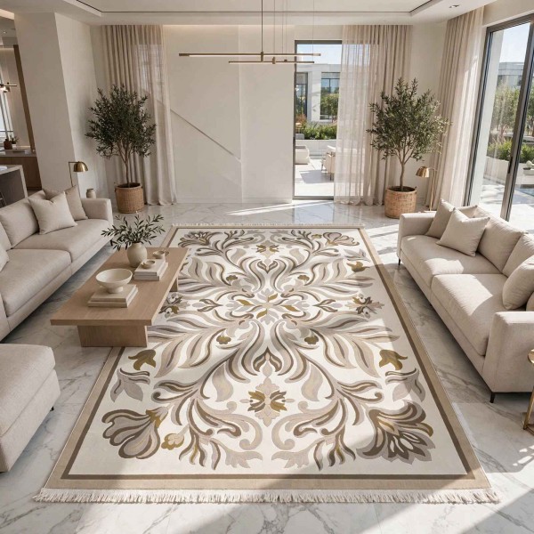 Turkish rug GALA French pattern SRC37A CREAM BROWN size 400*400