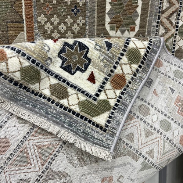 Levon Bohemian Turkish Rug L6952 gray D84747 Size 150*220