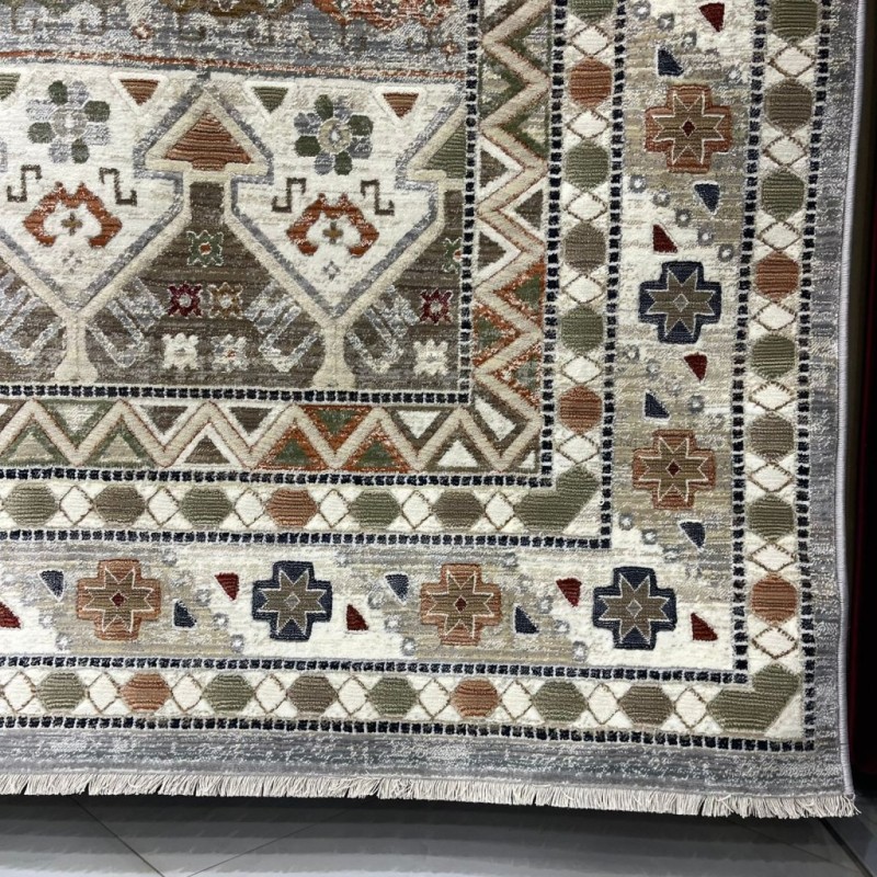 سجاد ليفون بوهيمي تركي L6952 رصاصي D84747 مقاس 80*150 - سجاد بوهيمي