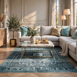 Turkish Luna Bohemian Rug ODO9A Aqua 250x350 cm
