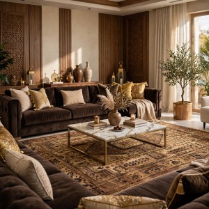 Turkish Luna Bohemian Rug Runner ODO9A BROWN 100x300 cm