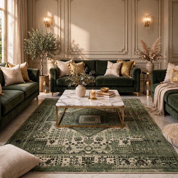 Turkish Luna Bohemian Rug ODO9A GREEN 300x400 cm
