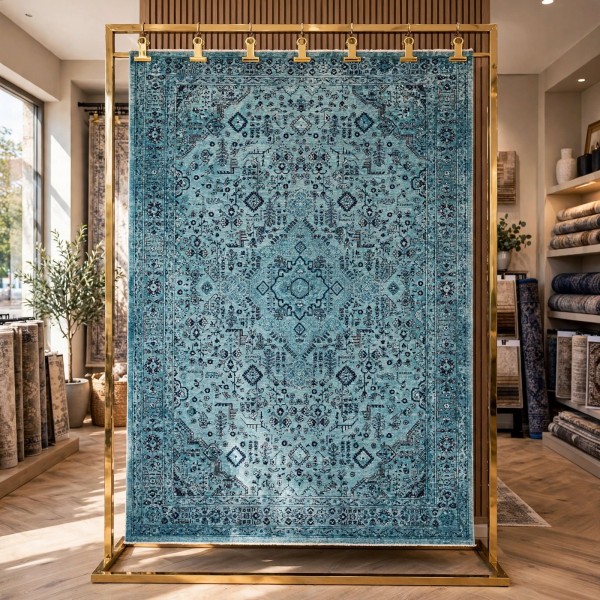سجاد لونا بوهيمي تركي OE72C اكوا مقاس 100*200