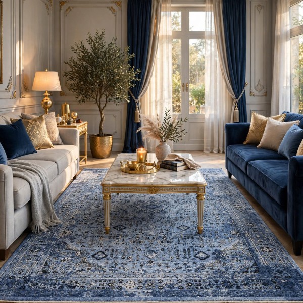 سجاد لونا بوهيمي تركي OE72C سماوي مقاس 100*200