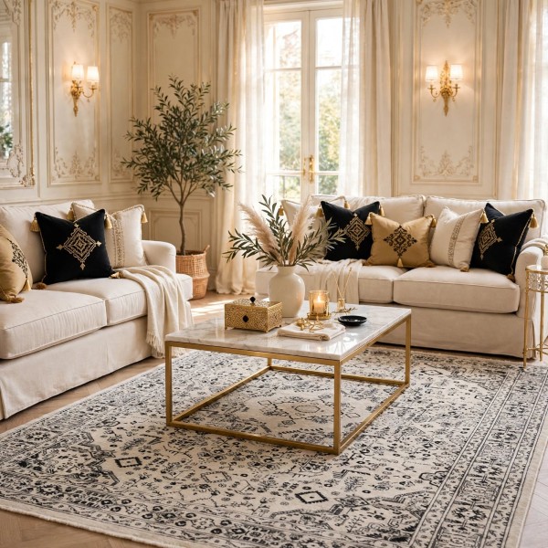 سجاد لونا بوهيمي تركي OE72C كريم مقاس 100*200