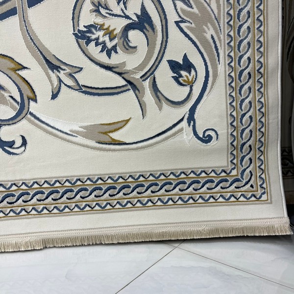 Turkish Safir Rug SRC03A cream blue-Size 100x200