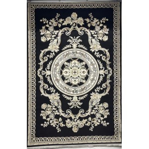 Turkish Safir Rug SRC04A Black Multi-Size 100x300