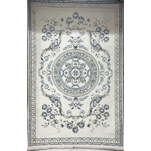 Turkish Safir Rug SRC04A cream blue-Size 100x300