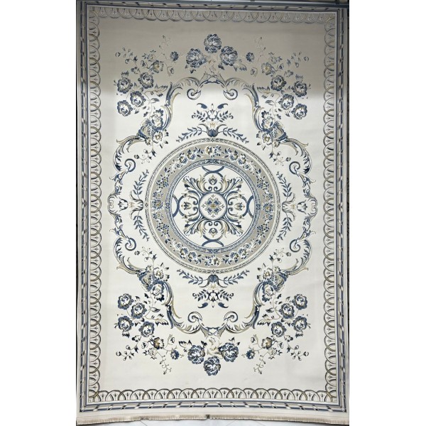 Turkish Safir Rug SRC04A cream blue-Size 100x300