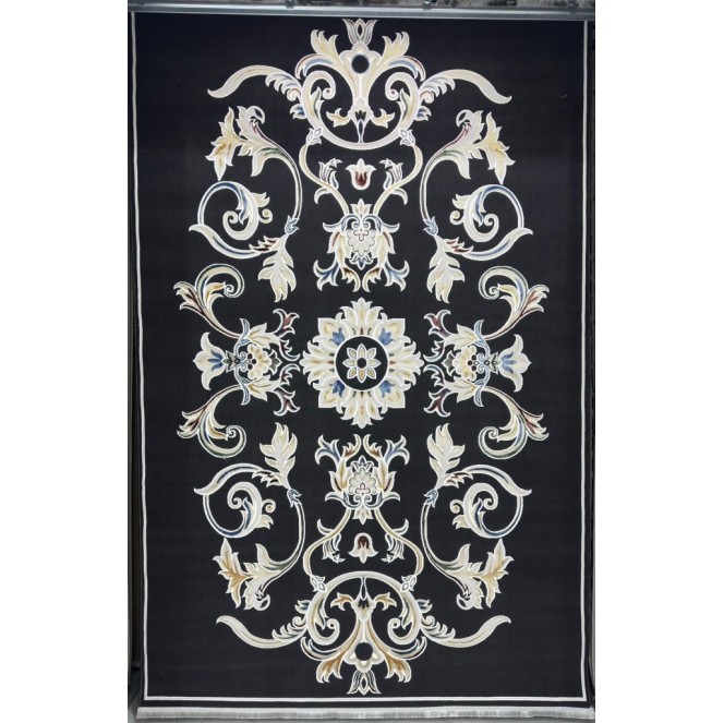 Turkish Safir Rug SRC05A Black Multi-Size 100x300