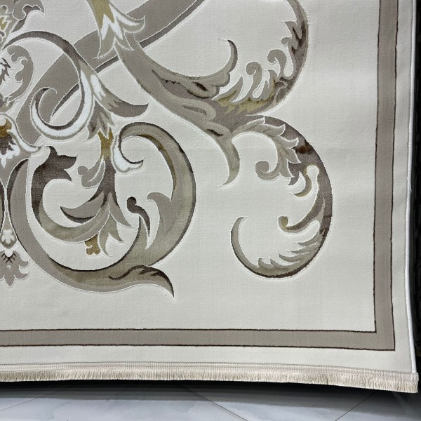 Turkish Safir Rug SRC06A cream beige-Size 100x300