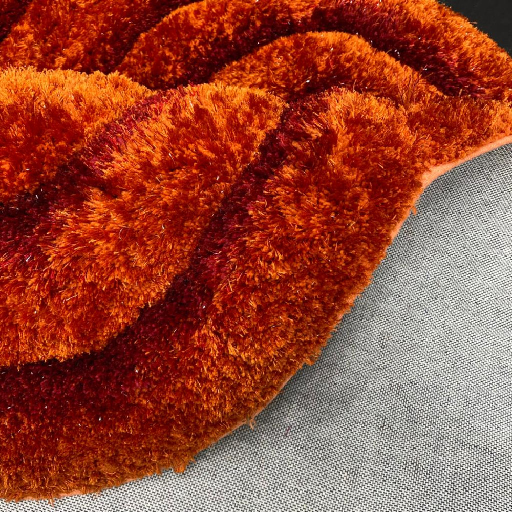 حرير شاغي ثري دي حفر يدوي وردو بيضاوي اورنج