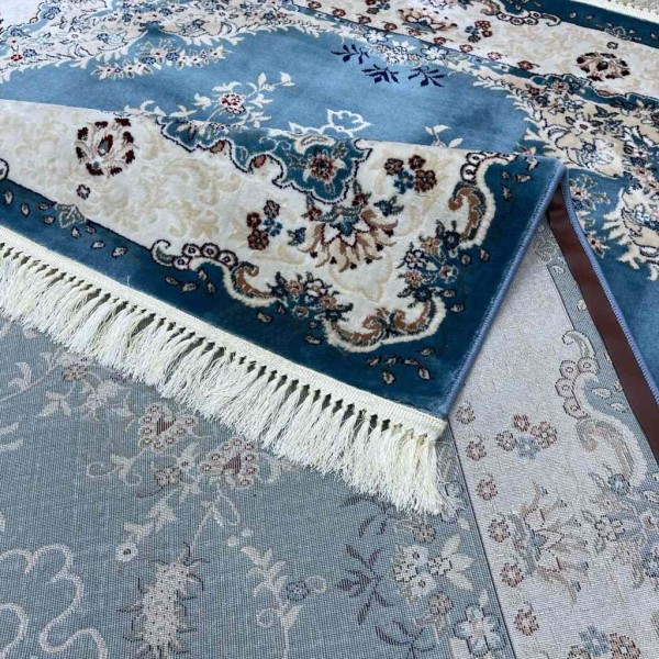 Turkish Super Isfahan Carpet C709A Blue Color Size 400*400
