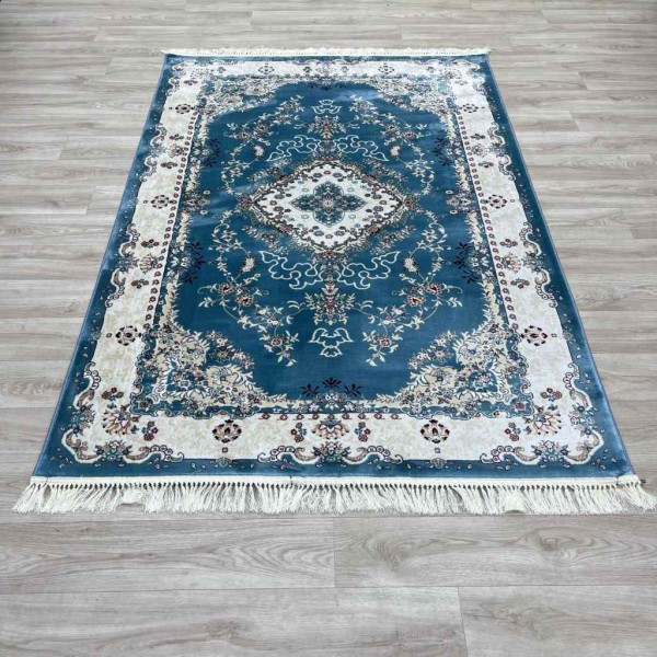 Turkish Super Isfahan Carpet C709A Blue Color Size 400*400