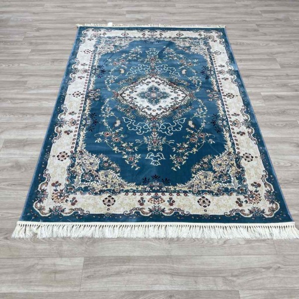 Turkish Super Isfahan Carpet C709A Blue Color Size 400*400