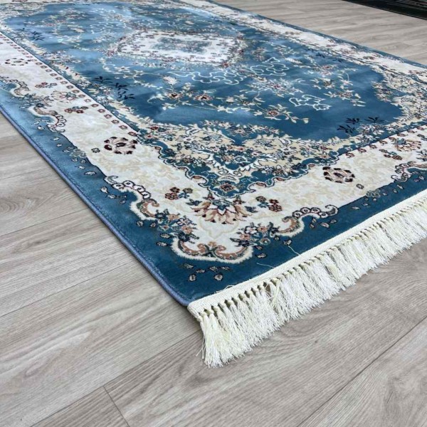Turkish Super Isfahan Carpet C709A Blue Color Size 400*400