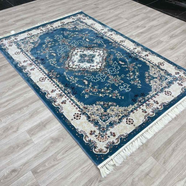 Turkish Super Isfahan Carpet C709A Blue Color Size 400*400