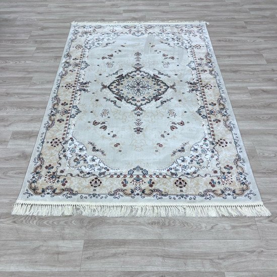 Turkish Super Isfahan Carpet C709A Cream Color Size 400*500