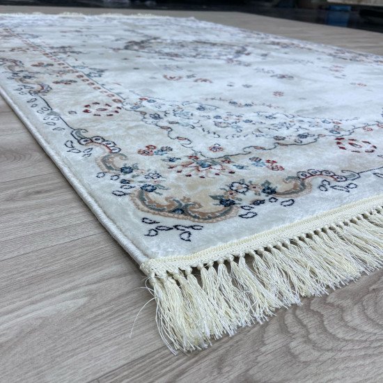 Turkish Super Isfahan Carpet C709A Cream Color Size 400*500