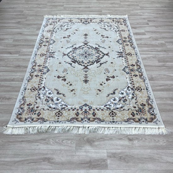 Turkish Super Isfahan Carpet C709A Cream Color Size 400*500