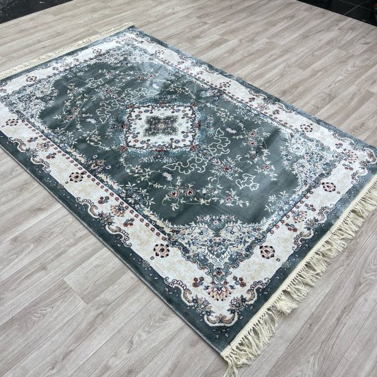 Turkish Super Isfahan Carpet C709A Grey Color 100*500