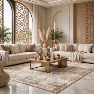 سجاد اريا بوهيمي تركي 9400A كريم بيج مقاس 250*350 سم سجادة مجلس انيق تحفة