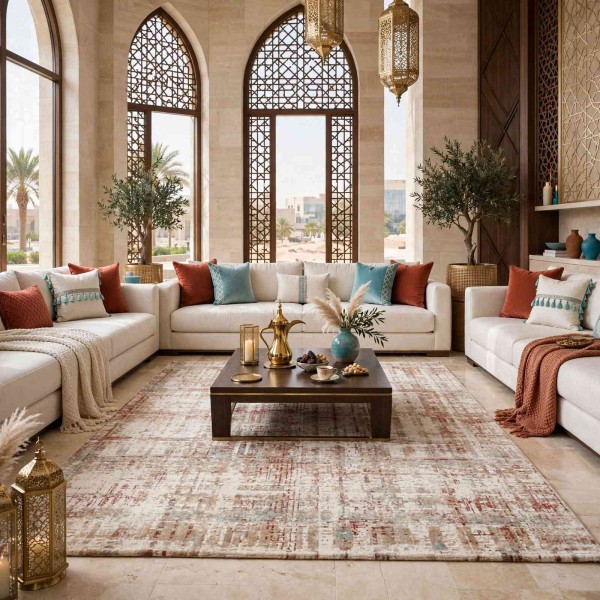 سجاد اريا بوهيمي تركي 9400A كريم تيرا مقاس 250*350 سم سجادة مجلس الشيوخ