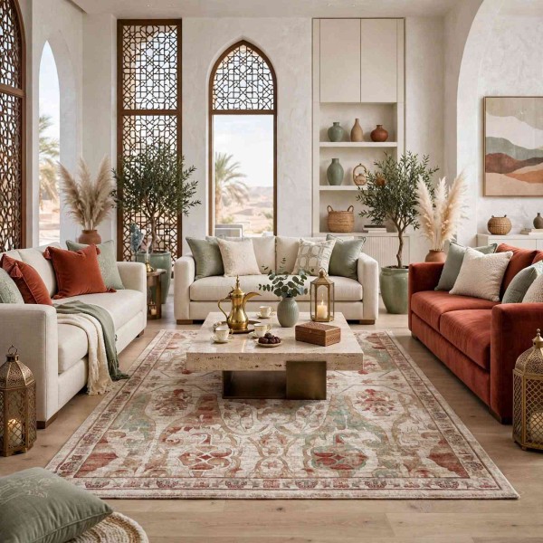 سجاد اريا بوهيمي تركي 0232A كريم تيرا فاتح مقاس 250*350 سم سجادة مجلس الشيوخ