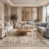 Aria Bohemian Turkish Carpet 0232A CREAM gray 200x300 cm Modern Majlis Carpet