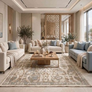 Aria Bohemian Turkish Carpet 0232A CREAM gray 150x220 cm Modern Majlis Carpet