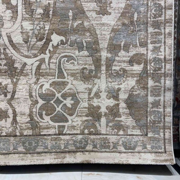 Aria Bohemian Turkish Carpet 0232A CREAM gray 200x300 cm Modern Majlis Carpet