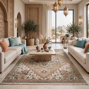 سجاد اريا بوهيمي تركي 9987A كريم بيج مقاس 300*400 سم سجادة المجلس الملكي