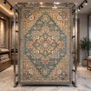 Aria Bohemian Turkish Carpet 9987A GREEN BEIGE 400x500 cm Jumbo Carpet
