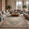 Aria Bohemian Turkish Carpet 9987A GREEN BEIGE 400x500 cm Jumbo Carpet
