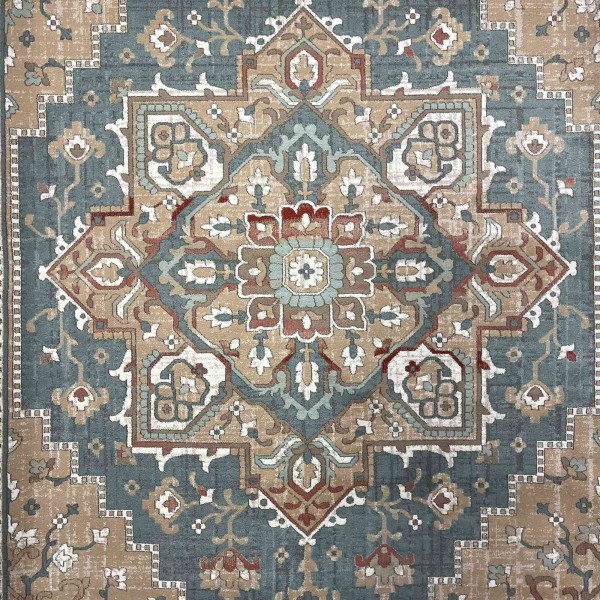 Aria Bohemian Turkish Carpet 9987A GREEN BEIGE 400x500 cm Jumbo Carpet