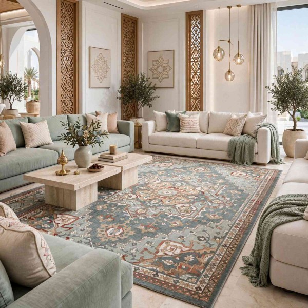 Aria Bohemian Turkish Carpet 9987A Light green 150x220 cm Modern Majlis Carpet
